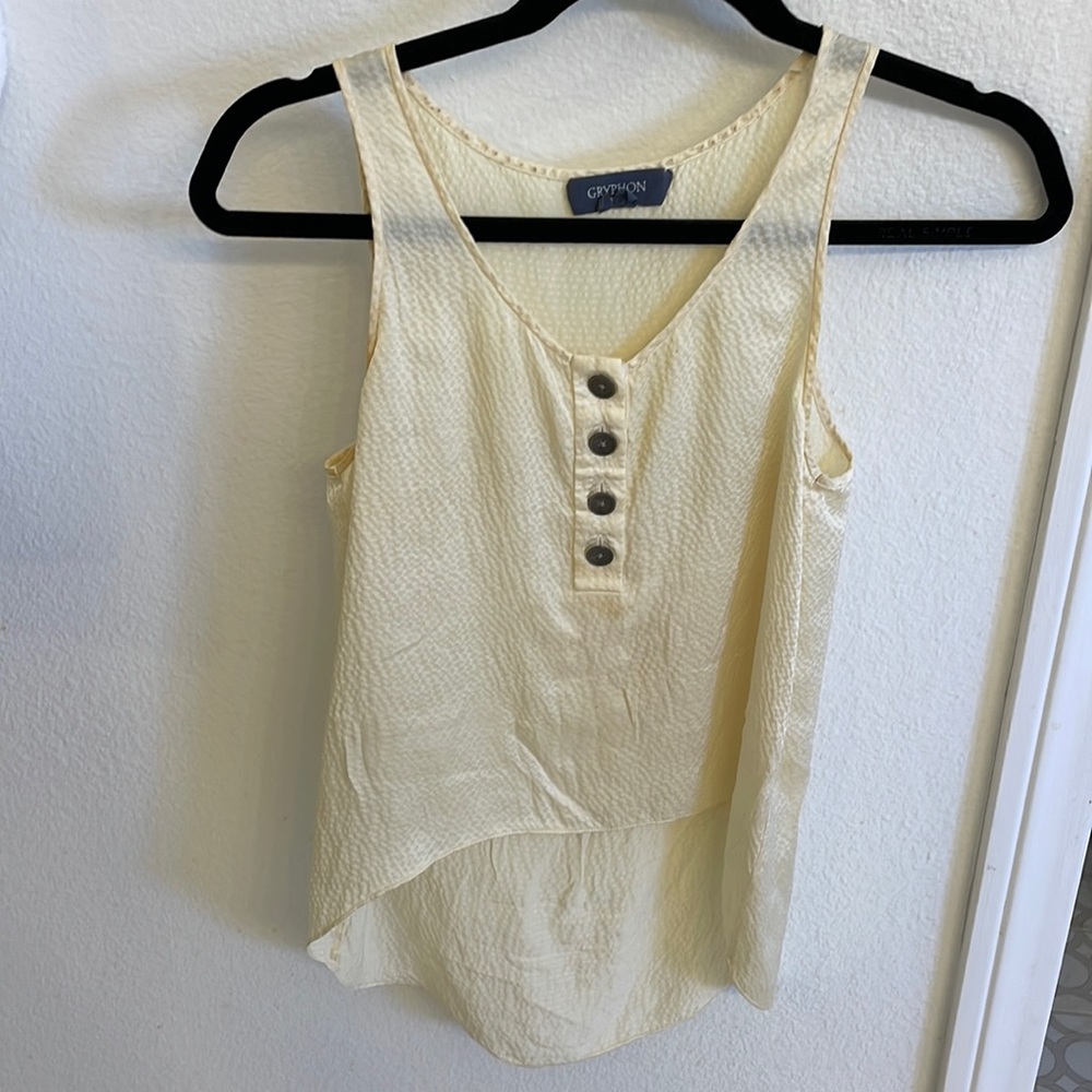 Gryphon asymmetrical hem silk blouse